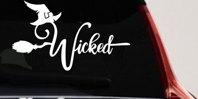 Wicked Witch Hat and Broom Car or Truck Window Vinyl Decal Sticker