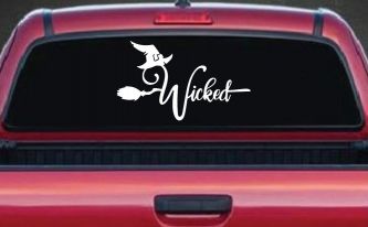 Wicked Witch Hat and Broom Car or Truck Window Decal Sticker