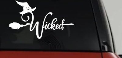 Wicked Witch Hat and Broom Car or Truck Window Vinyl Decal Sticker