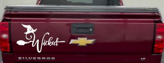 Wicked Witch Hat and Broom Car or Truck Window Decal Sticker (White)