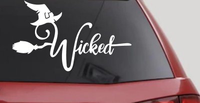Wicked Witch Hat and Broom Car or Truck Window Vinyl Decal Sticker