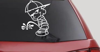 Calvin Peeing facing Left Pee Ons Car or Truck Window Vinyl Decal Sticker