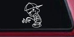Calvin Peeing facing Left Pee Ons Car or Truck Window Decal Sticker
