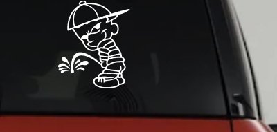 Calvin Peeing facing Left Pee Ons Car or Truck Window Vinyl Decal Sticker