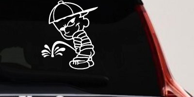 Calvin Peeing facing Left Pee Ons Car or Truck Window Vinyl Decal Sticker