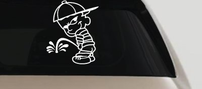 Calvin Peeing facing Left Pee Ons Car or Truck Window Vinyl Decal Sticker