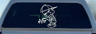 Calvin Peeing facing Left Pee Ons Car or Truck Window Decal Sticker