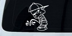 Calvin Peeing facing Left Pee Ons Car or Truck Window Decal Sticker