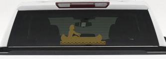 Native American Indian In Canoe Western Car or Truck Window Decal Sticker (Gold)