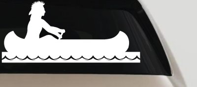 Native American Indian In Canoe Western Car or Truck Window Vinyl Decal Sticker