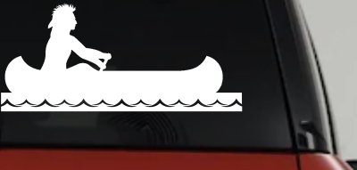 Native American Indian In Canoe Western Car or Truck Window Vinyl Decal Sticker