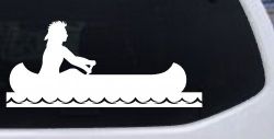 Native American Indian In Canoe Western Car or Truck Window Decal Sticker