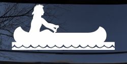 Native American Indian In Canoe Western Car or Truck Window Decal Sticker