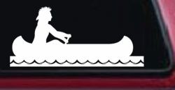 Native American Indian In Canoe Western Car or Truck Window Decal Sticker