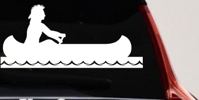 Native American Indian In Canoe Western Car or Truck Window Vinyl Decal Sticker