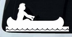 Native American Indian In Canoe Western Car or Truck Window Decal Sticker