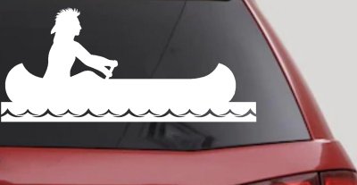 Native American Indian In Canoe Western Car or Truck Window Vinyl Decal Sticker