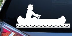 Native American Indian In Canoe Western Car or Truck Window Decal Sticker