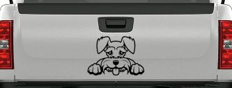Shaggy Dog Head with Tongue Out Car or Truck Window Decal Sticker (Black)