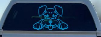Shaggy Dog Head with Tongue Out Car or Truck Window Vinyl Decal Sticker (Blue)