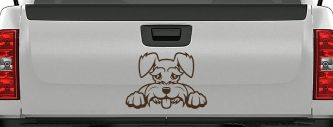 Shaggy Dog Head with Tongue Out Car or Truck Window Vinyl Decal Sticker (Brown)
