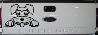 Shaggy Dog Head with Tongue Out Car or Truck Window Decal Sticker (Matte Black)