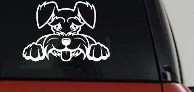 Shaggy Dog Head with Tongue Out Car or Truck Window Vinyl Decal Sticker