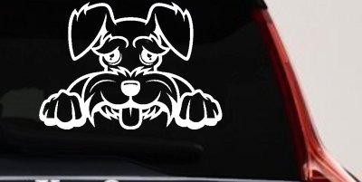Shaggy Dog Head with Tongue Out Car or Truck Window Vinyl Decal Sticker