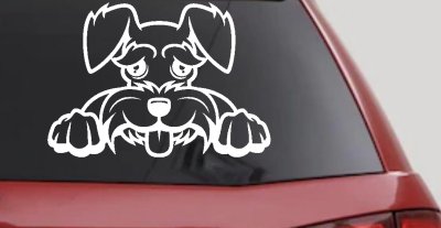 Shaggy Dog Head with Tongue Out Car or Truck Window Vinyl Decal Sticker