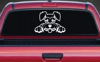 Shaggy Dog Head with Tongue Out Car or Truck Window Decal Sticker