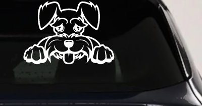 Shaggy Dog Head with Tongue Out Car or Truck Window Vinyl Decal Sticker