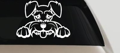 Shaggy Dog Head with Tongue Out Car or Truck Window Vinyl Decal Sticker