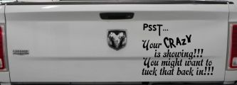 Your Crazy is Showing Funny Car or Truck Window Decal Sticker (Black)