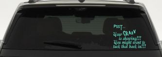 Your Crazy is Showing Funny Car or Truck Window Vinyl Decal Sticker (Mint)