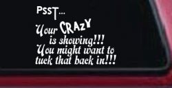Your Crazy is Showing Funny Car or Truck Window Decal Sticker