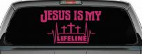 Jesus Is My Lifeline Christian Car or Truck Window Vinyl Decal Sticker (Hot Pink)