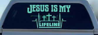 Jesus Is My Lifeline Christian Car or Truck Window Decal Sticker (Mint)