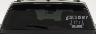 Jesus Is My Lifeline Christian Car or Truck Window Decal Sticker (Telegrey)