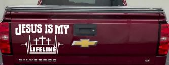 Jesus Is My Lifeline Christian Car or Truck Window Decal Sticker (White)