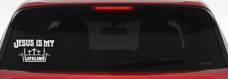 Jesus Is My Lifeline Christian Car or Truck Window Decal Sticker (White)