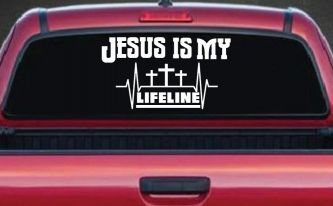 Jesus Is My Lifeline Christian Car or Truck Window Decal Sticker
