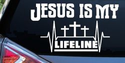 Jesus Is My Lifeline Christian Car or Truck Window Decal Sticker