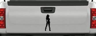Nude Cowgirl in Boots and Hat Western Car or Truck Window Decal Sticker (Black)
