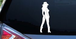 Nude Cowgirl in Boots and Hat Western Car or Truck Window Decal Sticker
