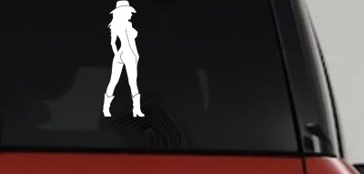 Nude Cowgirl in Boots and Hat Western Car or Truck Window Vinyl Decal Sticker