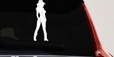 Nude Cowgirl in Boots and Hat Western Car or Truck Window Vinyl Decal Sticker