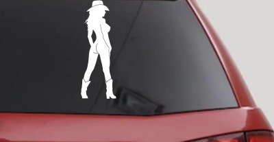 Nude Cowgirl in Boots and Hat Western Car or Truck Window Vinyl Decal Sticker