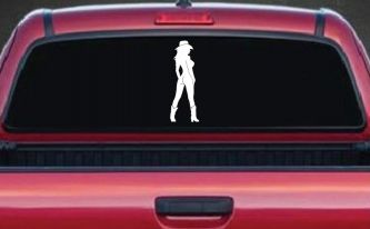 Nude Cowgirl in Boots and Hat Western Car or Truck Window Decal Sticker