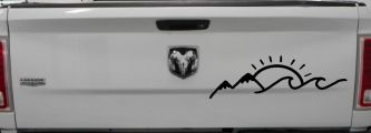 Mountain Beach Sun Wave Country Car or Truck Window Decal Sticker (Black)
