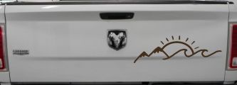 Mountain Beach Sun Wave Country Car or Truck Window Decal Sticker (Brown)